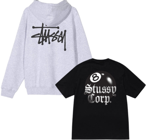 BASIC-STUSSY-HOODIE-8-BALL-CORP-TEE-COMBO-GRAY-BLACK