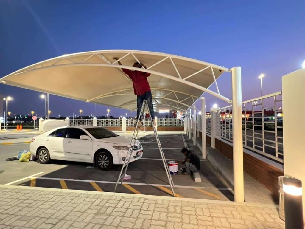 Installation of car parking shades in uae