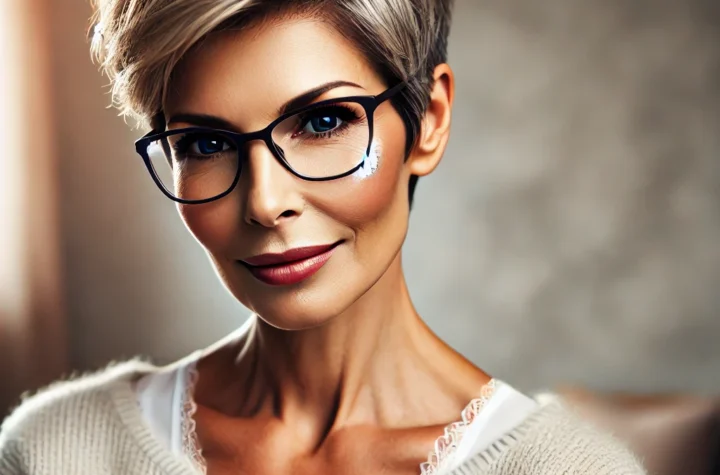 low-maintenance short hairstyles for over 60 with glasses